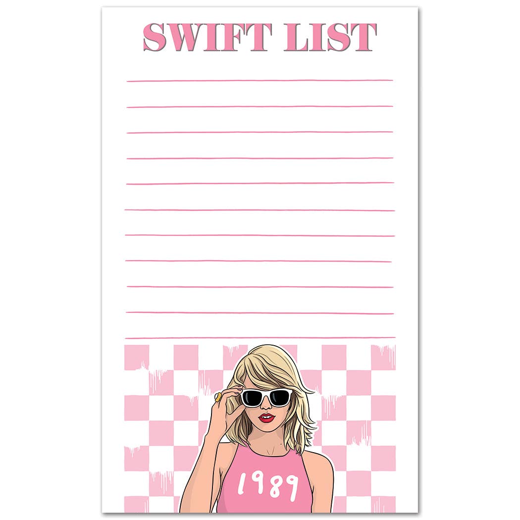 Pop culture–inspired notepad labeled “Swift List” – Literari Goods