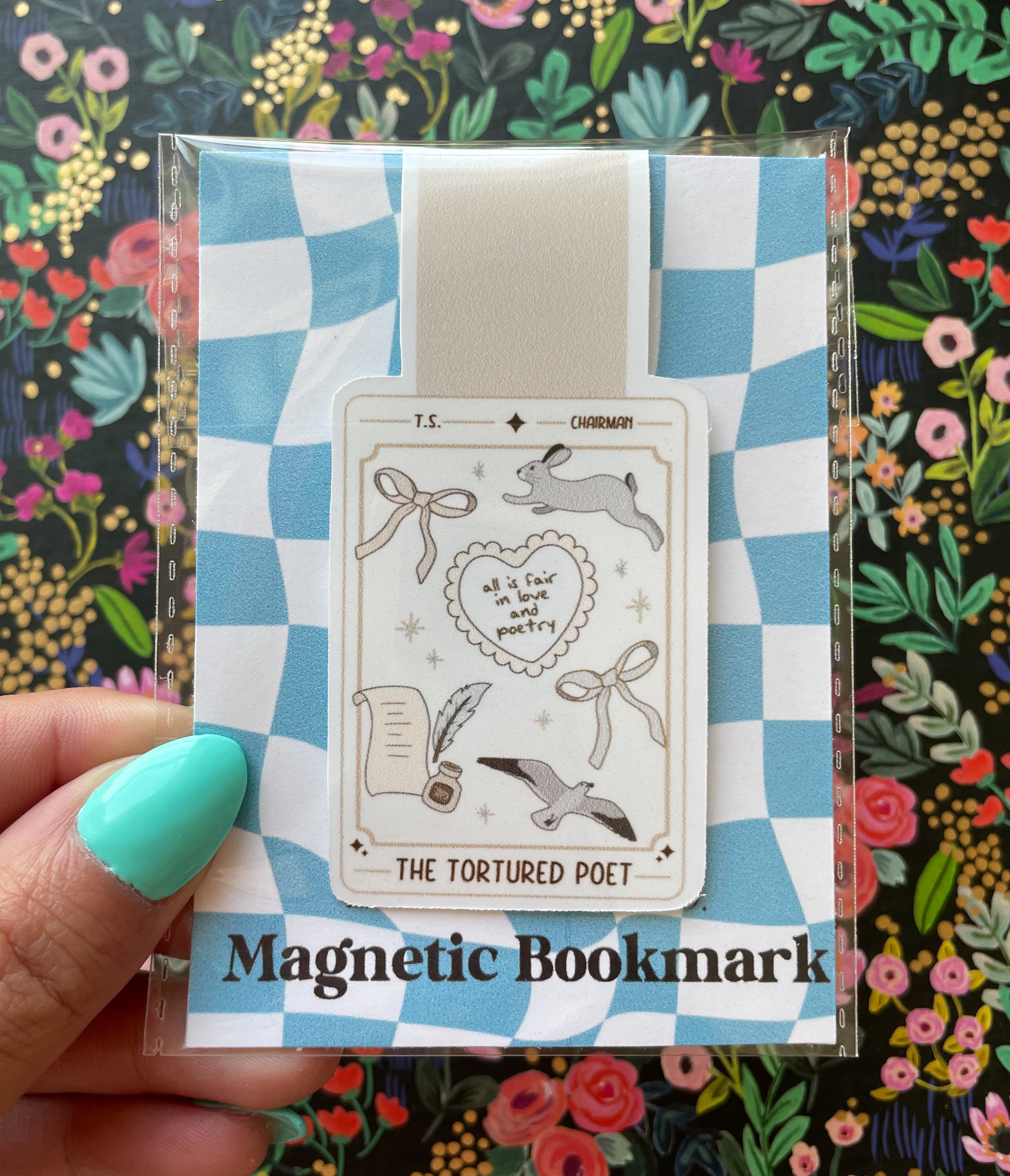 Magnetic bookmark labeled “Tortured Poet” with literary design – Literari Goods