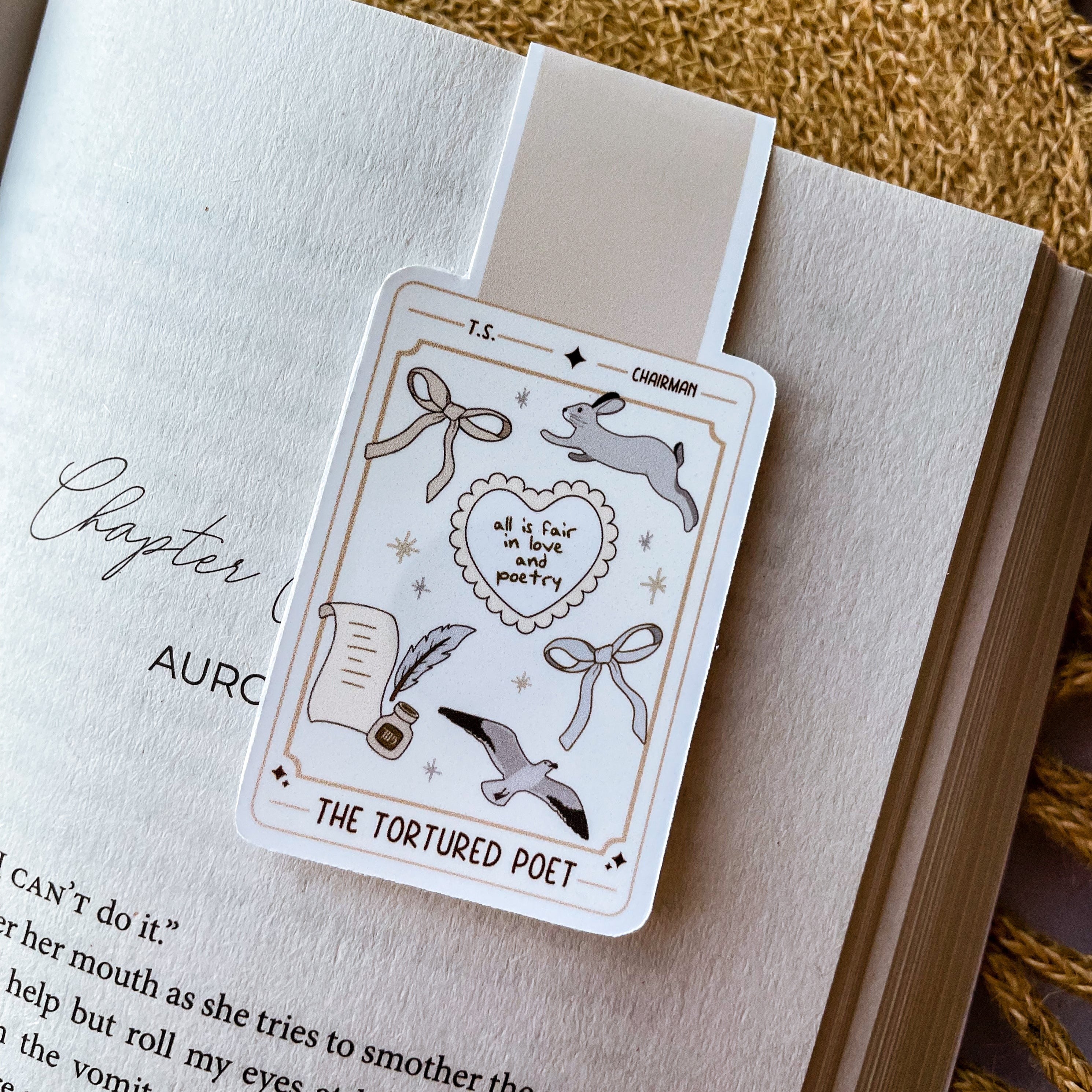 Magnetic bookmark labeled “Tortured Poet” with literary design – Literari Goods
