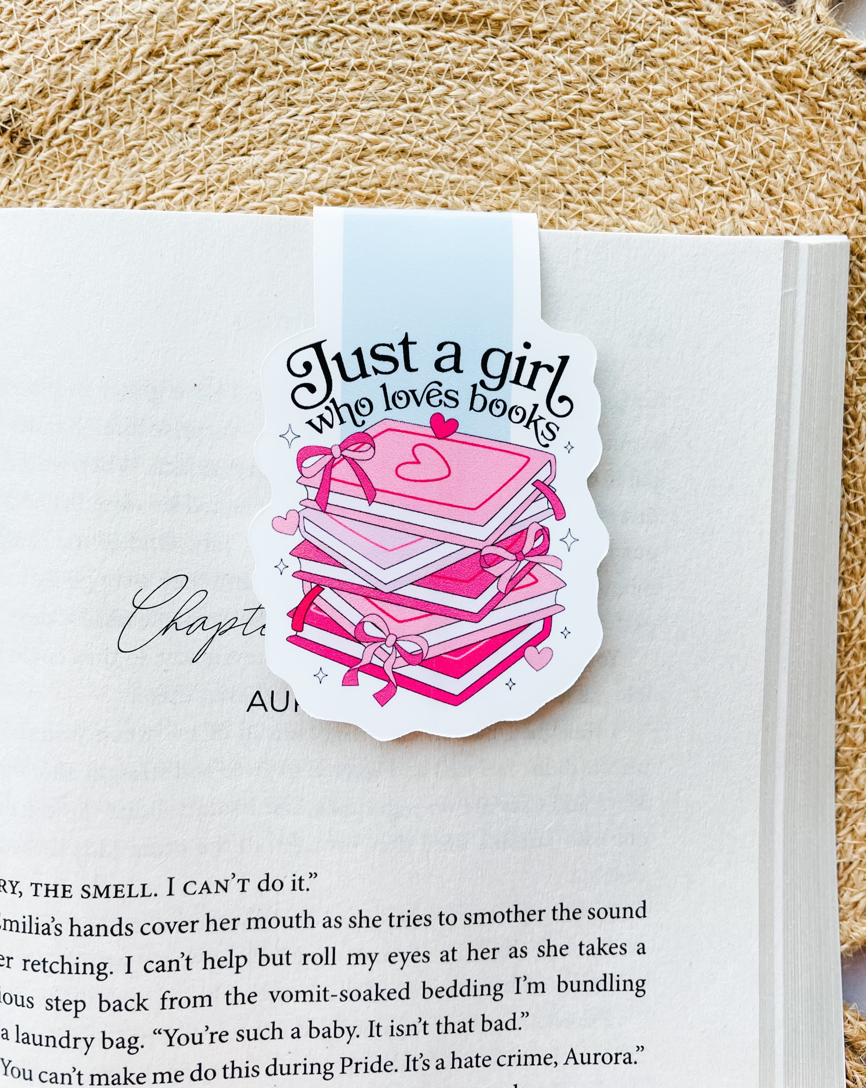 just a girl who loves books bookmark, magnetic bookmark, bookish gift, book lover bookmark, cute bookmark, reader accessory, aesthetic stationery, literary gift, cozy reading accessory, literari goods bookmark