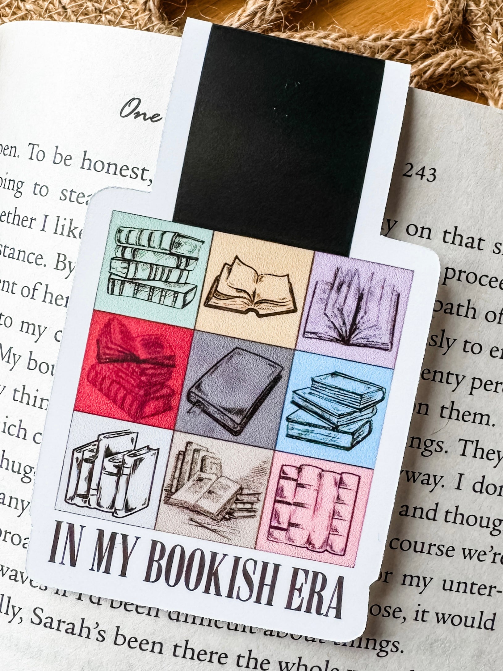 Magnetic bookmark labeled “In My Bookish Era” with pop culture design – Literari Goods