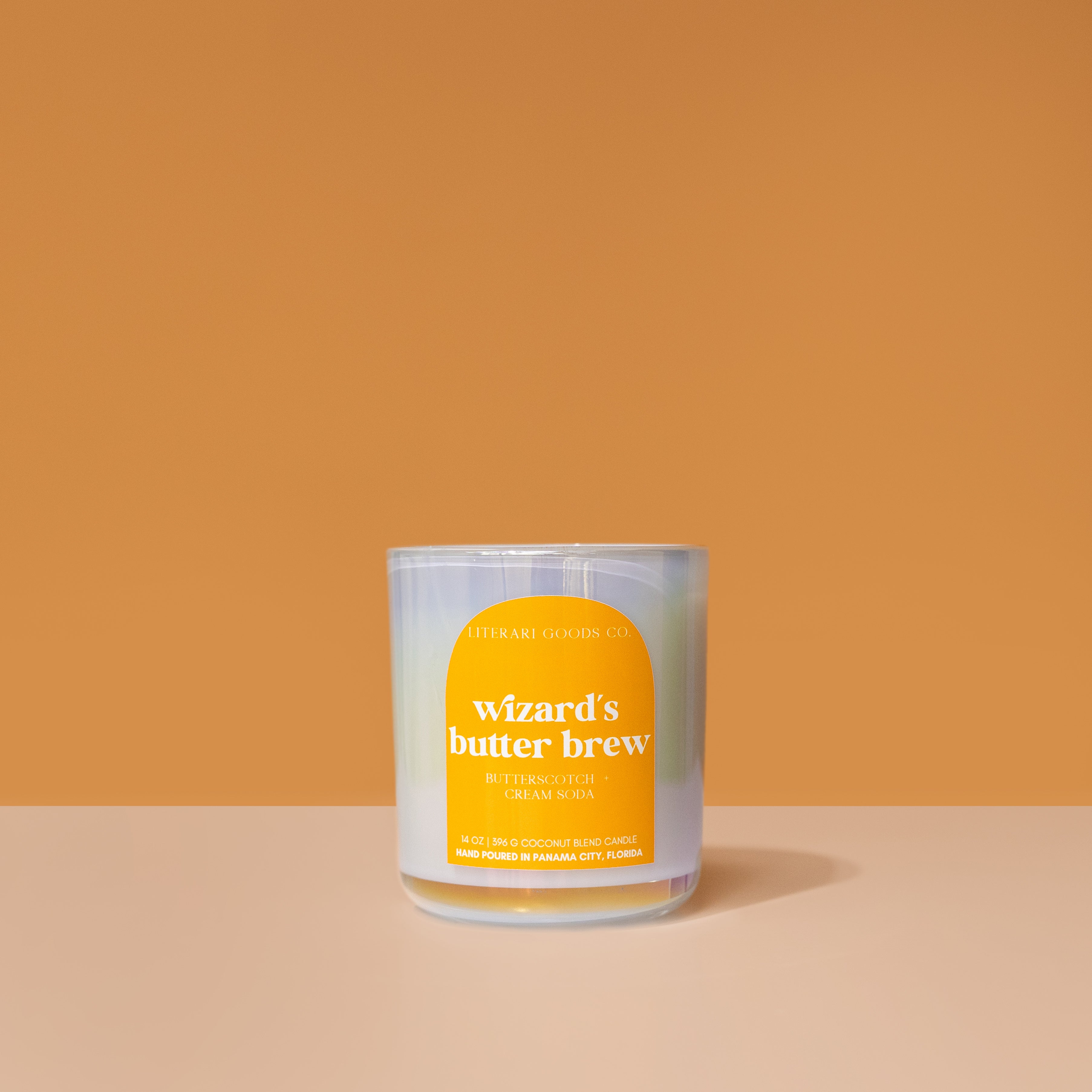 Bookish Candle – Butterscotch & Cream Soda | Wizard's Butter Brew Scented Gift for Book Lovers