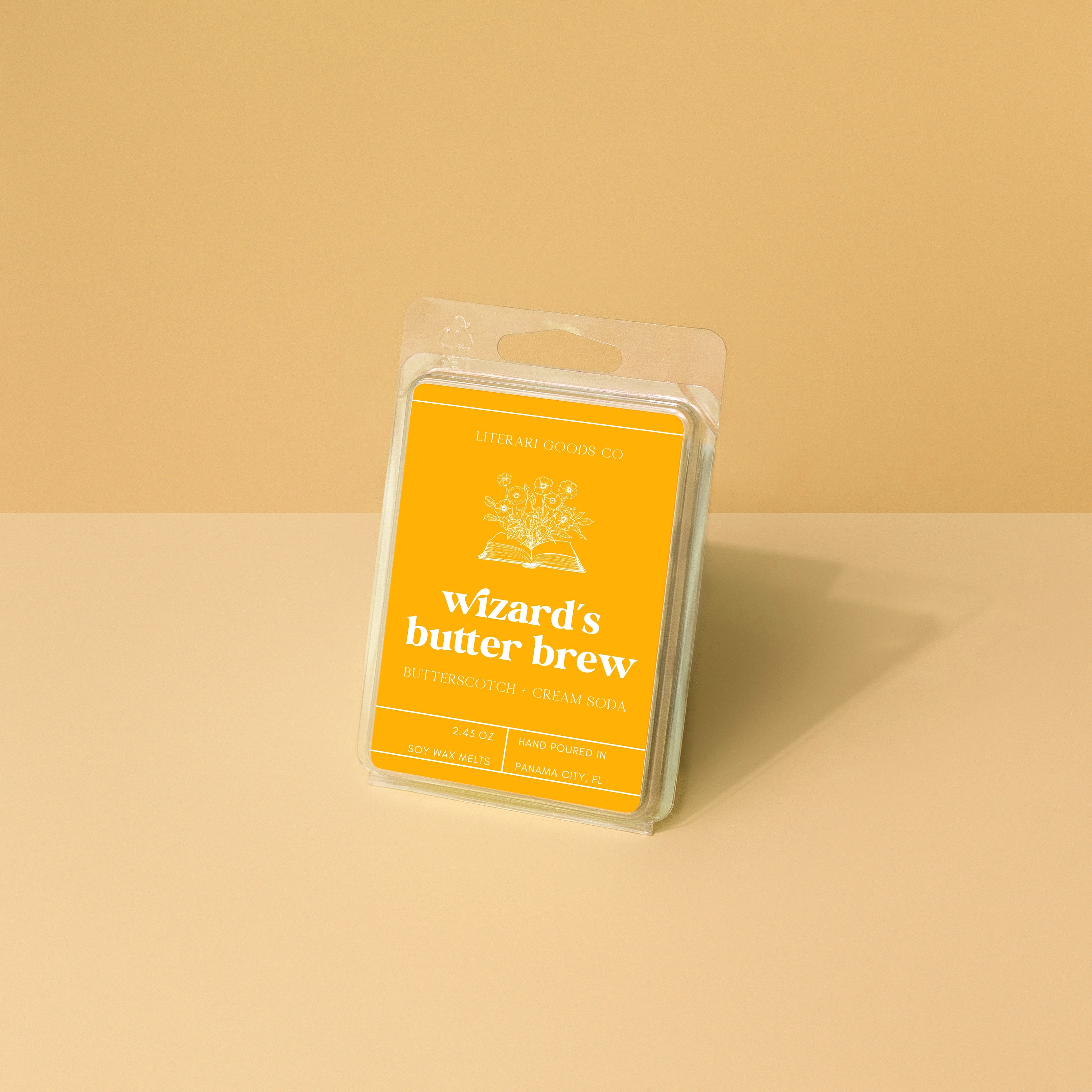 Bookish Candle – Butterscotch & Cream Soda | Wizard's Butter Brew Scented Gift for Book Lovers