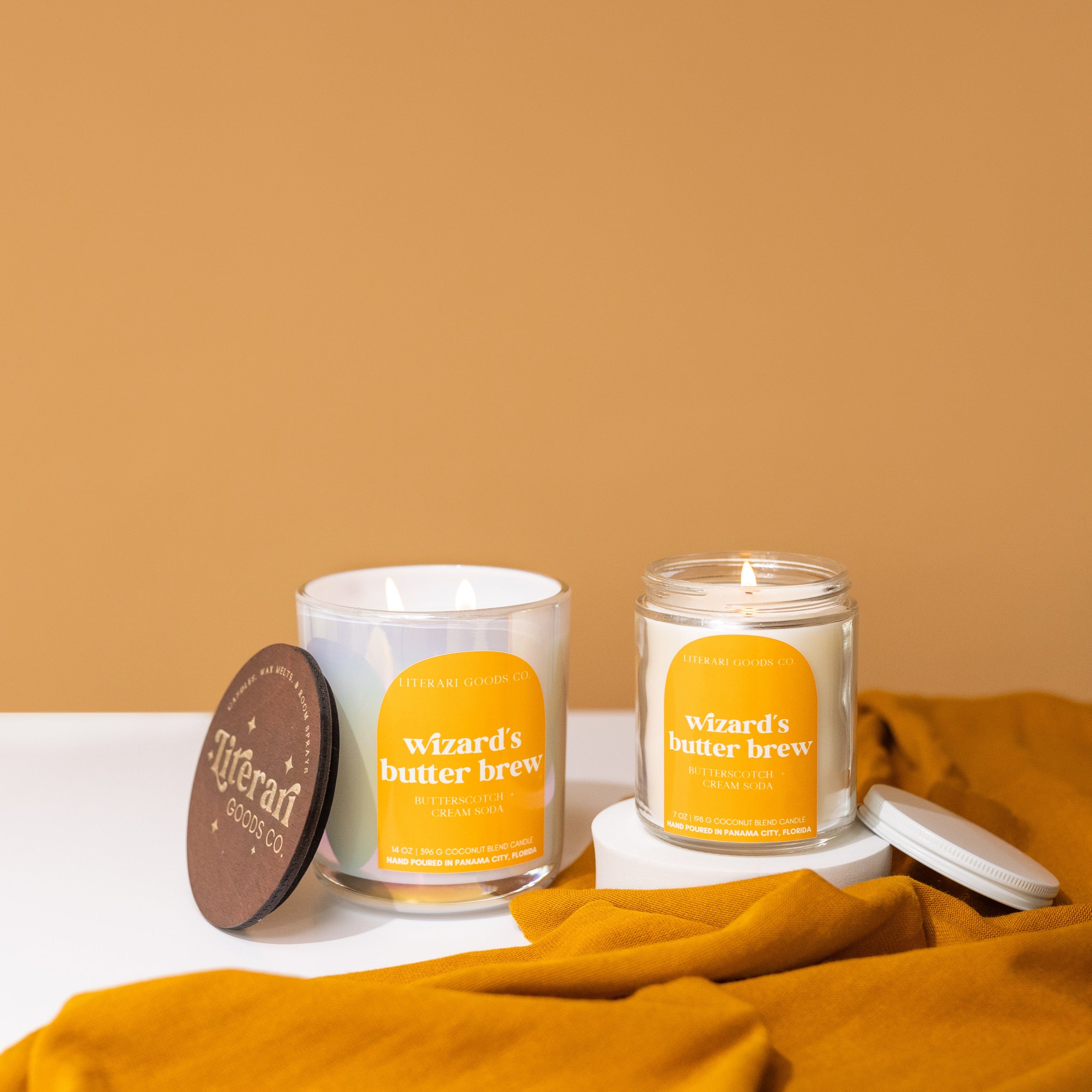 Bookish Candle – Butterscotch & Cream Soda | Wizard's Butter Brew Scented Gift for Book Lovers