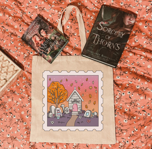 Bookish Fall + Halloween tote bag - DNF Cemetery