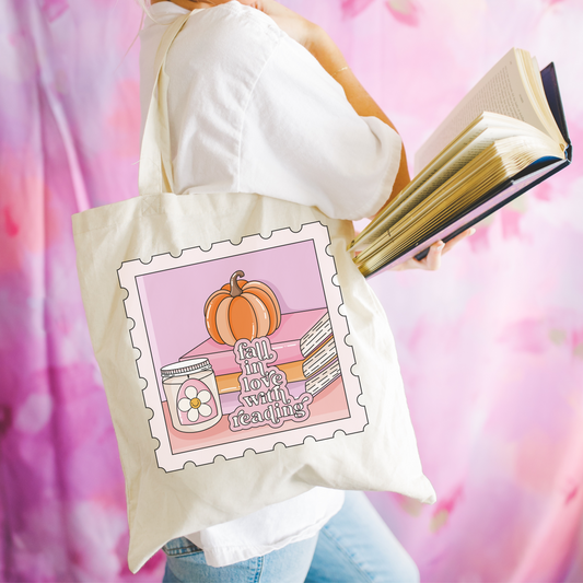 Bookish Fall + Halloween tote bag - Fall in Love with Reading