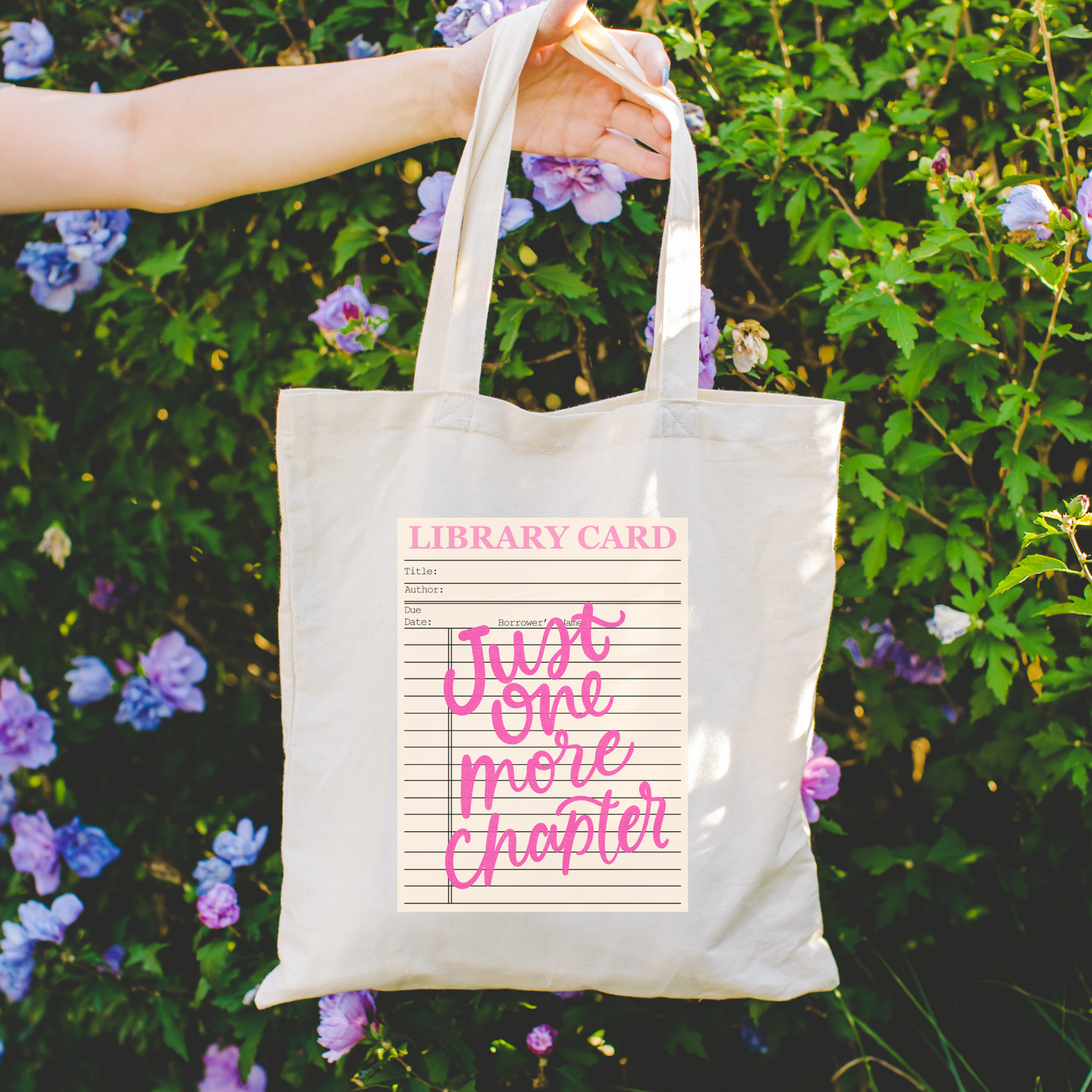 Bookish Tote Bag: Just One More Chapter Library Card