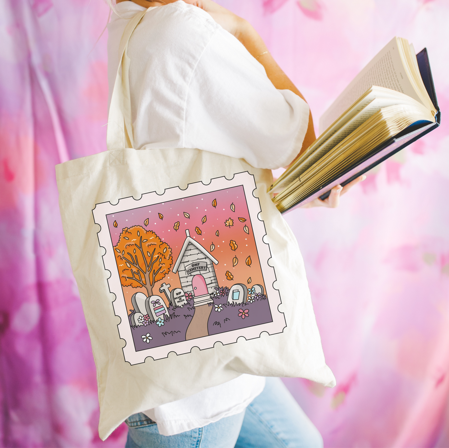 Bookish Fall + Halloween tote bag - DNF Cemetery